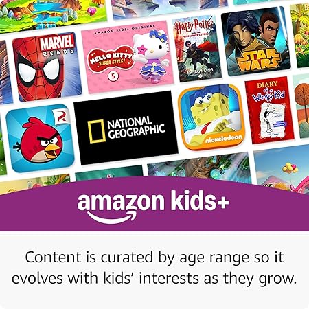 10 Kids Pro tablet (newest model) ages 6-12. Bright 10.1" HD screen, includes ad-free content, robust parental controls, 13-hr battery and slim case for older kids, 32 GB, Nebula Visit the Amazon Fire Tablets Store