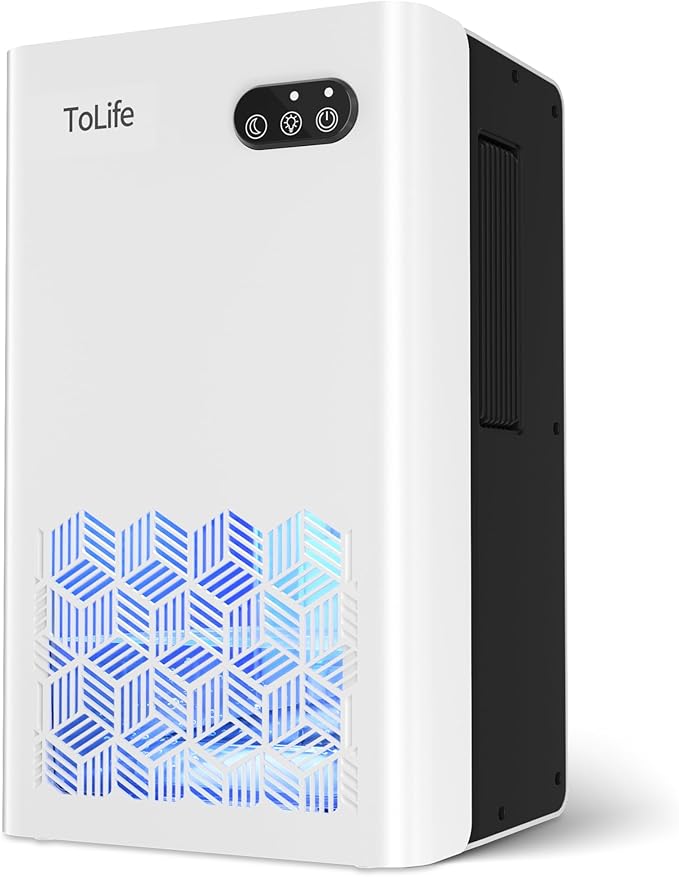 Dehumidifier for Home, 1000 sq.ft Dehumidifiers for Bedroom Bathroom Basement with 95 OZ Water Tank, Auto Shut Off 7 Colors LED Light, White Black