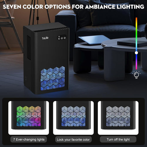 Dehumidifier for Home, 1000 sq.ft Dehumidifiers for Bedroom Bathroom Basement with 95 OZ Water Tank, Auto Shut Off 7 Colors LED Light, White Black