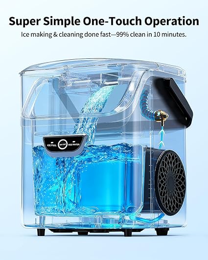 Nugget Ice Maker with Handle, 40lbs/Day Countertop Ice Maker Ready in 5 Mins, Soft Sonic Ice, Auto-Cleaning Ice Makers Portable Ice Machine for Home Kitchen Office Party & Large Families