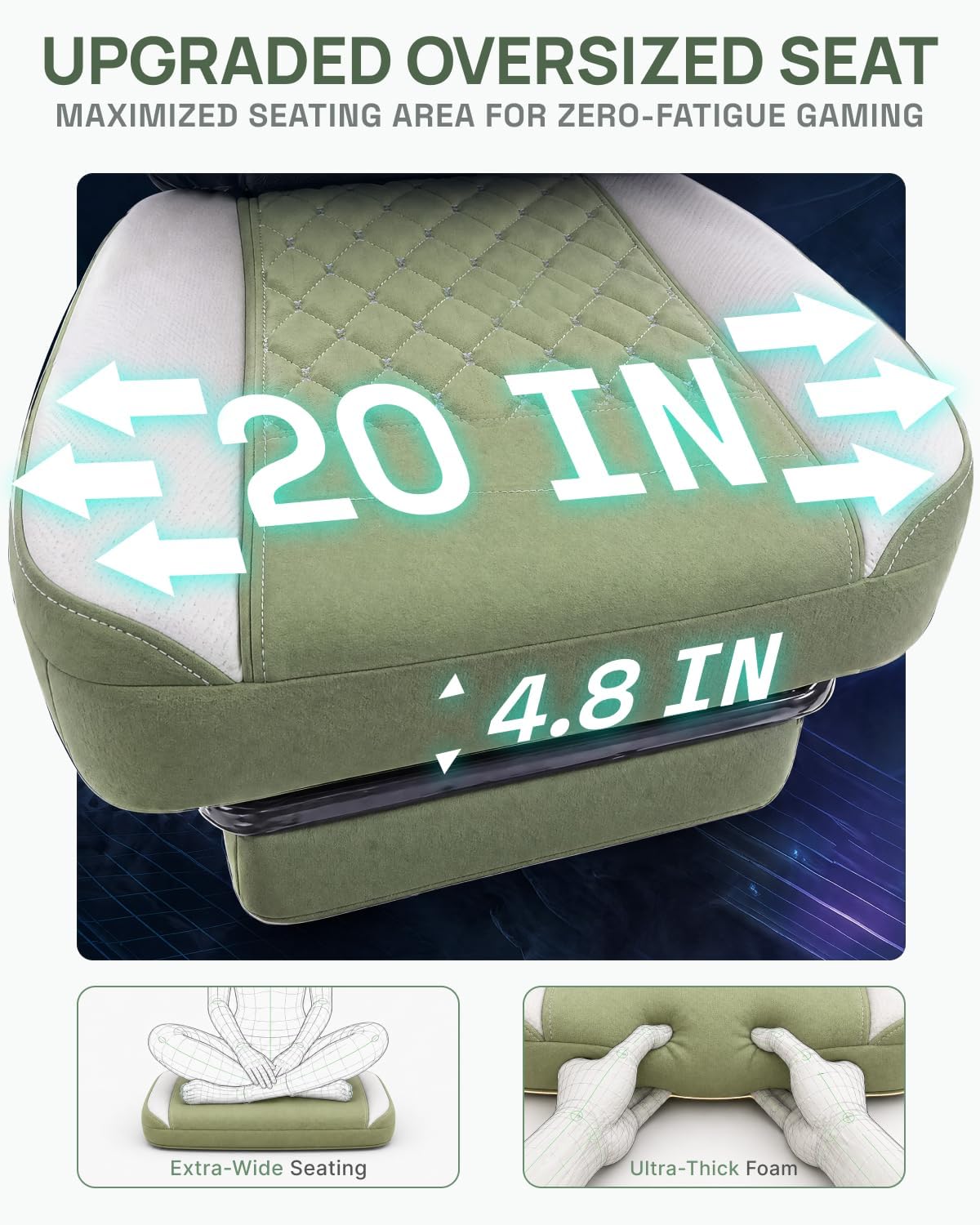 Gaming Chair Breathable Fabric Computer Chair with Pocket Spring Cushion, Comfortable Office Chair with Gel Pad and Storage Bag,Massage Game Chair with Footrest